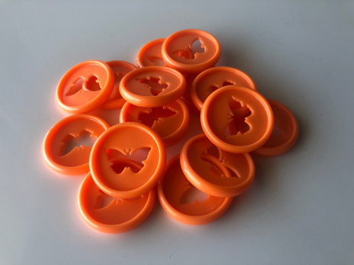 Plastic Planner Discs - Small (26mm) - Orange - Butterfly - Set of 11